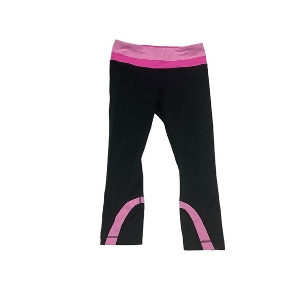 Lululemon Run: Inspire Crop II Sz 6 Black/White/Paris Pink - Picture 3 of 12